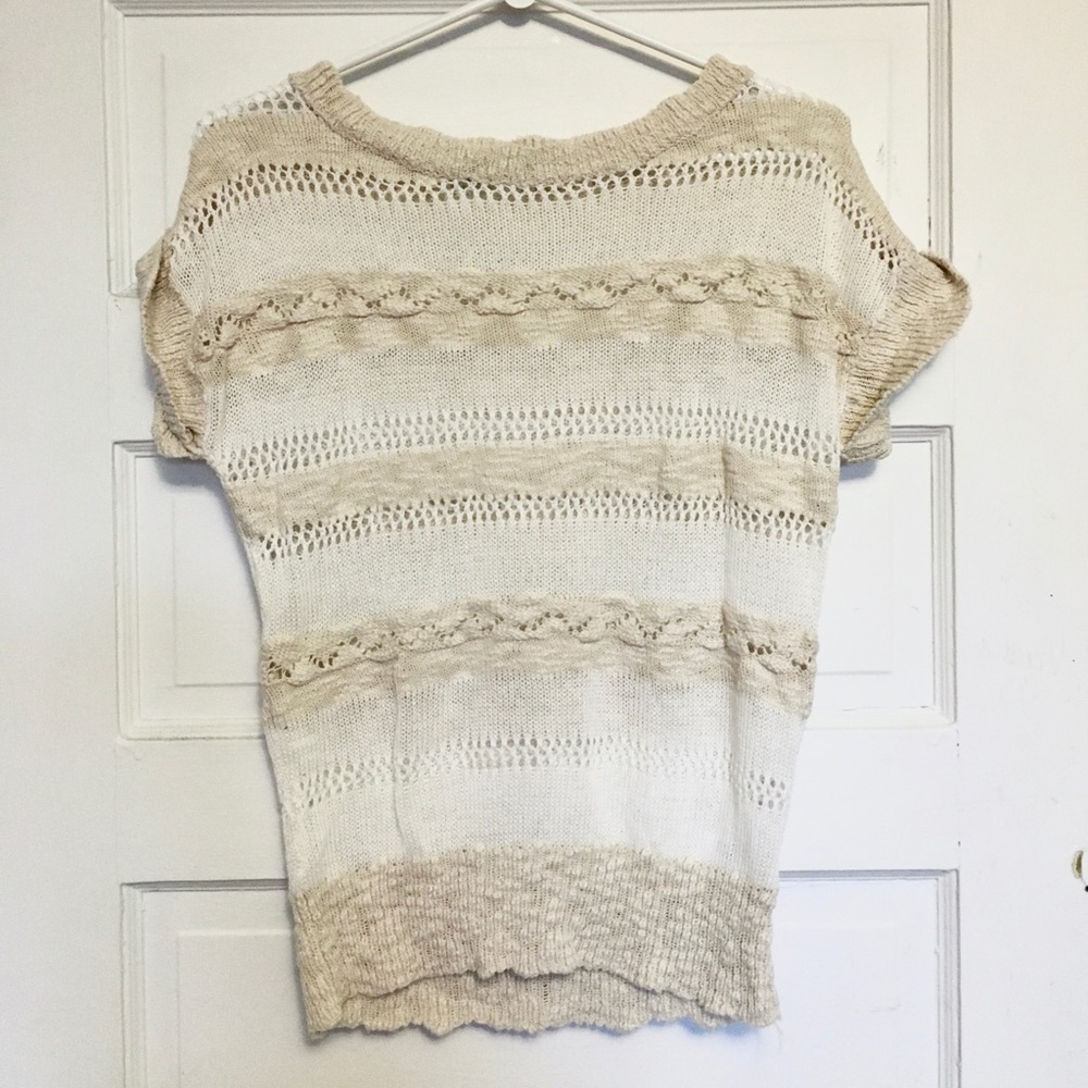 Lightweight Cream and White Knitted Top